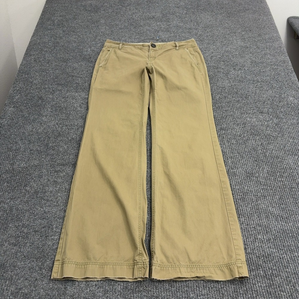 Banana Republic Pants Women 8L Khaki Cotton Wide Leg Flare Y2K Boho